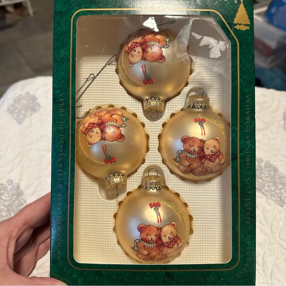 Krebs Christmas Glass Teddy Bear with Moon Vintage - Picture 2 of 7